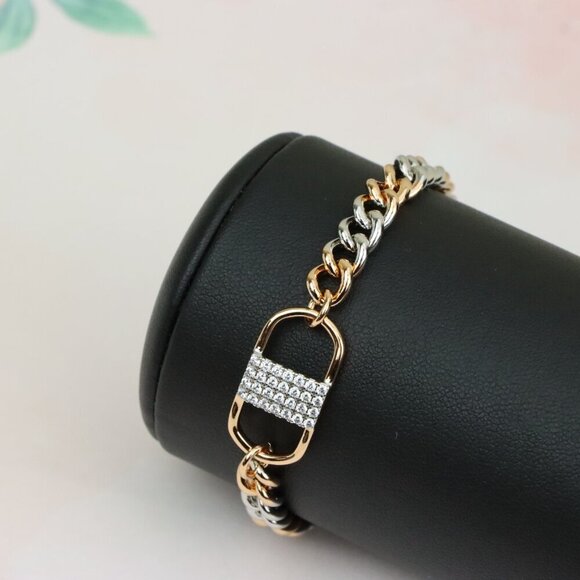 Stylish Rose Gold and Silver Dual Tone Bracelet with Crystal Accent, XPBL0633 : - Picture 6 of 12